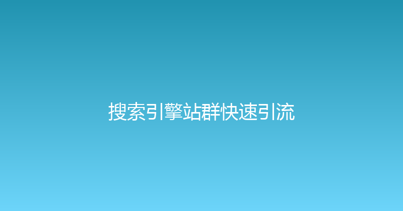 搜索引擎站群快速引流 封面图
