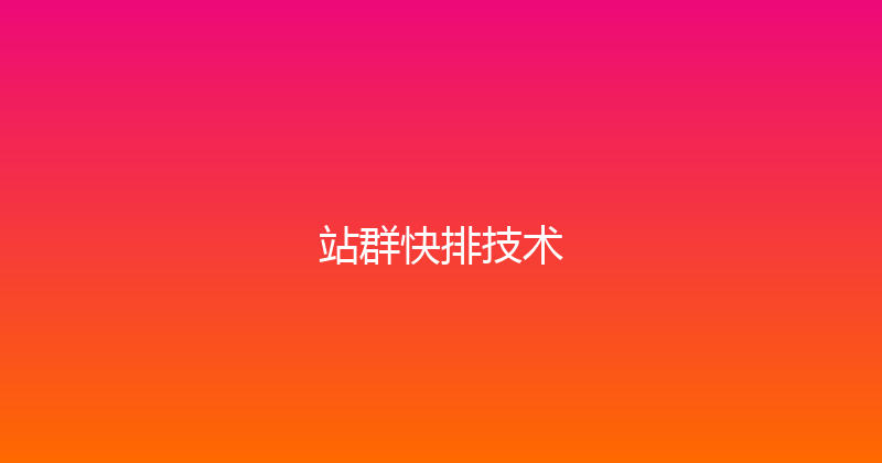 站群快排技术 封面图
