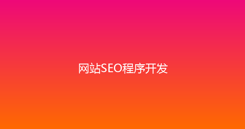 网站SEO程序开发 封面图